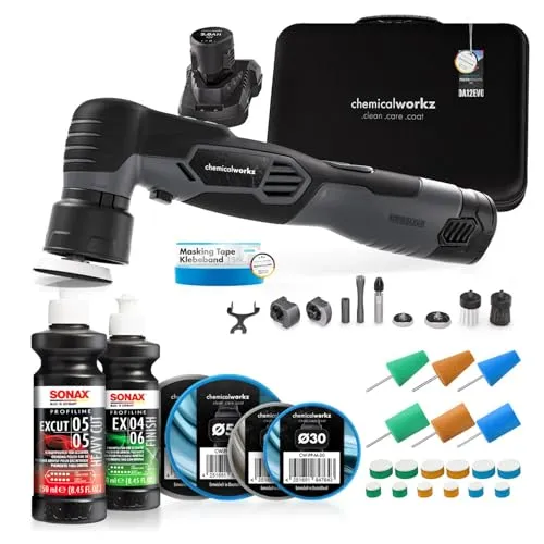 chemicalworkz EVO Mini Akku Poliermaschine 25-teiliges Set