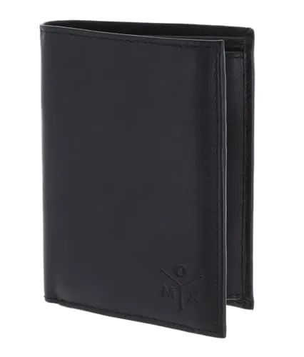 Oxmox Geldbörse Leder Leather Kombibörse Ox Embossed Black - Stilvolle Damen-Geldbörse, aus weichem Leder mit elegantem Motiv und praktischen Maßen 9,5 x 13 cm