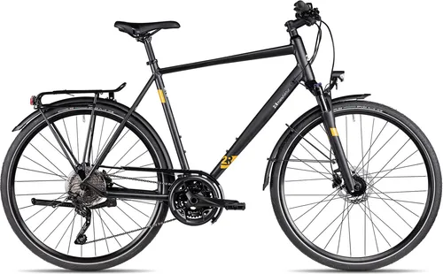 2R Manufaktur TRS30 Herren-Trekkingbike 28 Zoll Schwarz - Fahrrad mit 30-Gang Deore Ausstattung und besonders heller LED-Lichtanlage für optimale Sichtbarkeit im Straßenverkehr, ideal für lange Touren und sportliche Ausflüge.