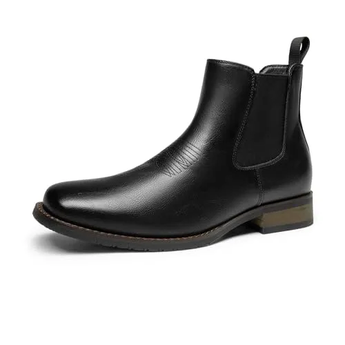 Bruno Marc Herren Stiefel Chelsea Boots Stiefeletten Komfort Schuhe,Size 46,Schwarz-Pu,BMUMAB2402
