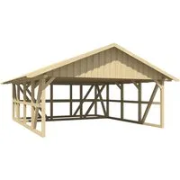 Skan Holz Carport Schwarzwald mit Dachschalung und Abstellraum 684 x 772 cm - Der Skan Holz Carport Schwarzwald bietet stabilen Schutz für Ihr Fahrzeug. Hergestellt aus hochwertigem Konstruktionsvollholz, vereint er Funktionalität und ansprechendes Design.
