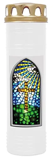 HS Candle Grabkerze Grablicht mit Motiv (Fenster Kreuz)