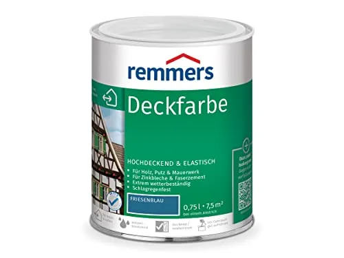 Remmers Deckfarbe Friesenblau 750 ml - Innen- & Außenfarben, Wetterschutzfarbe für Holz mit hervorragender Deckkraft, ideal für langlebige Farbergebnisse