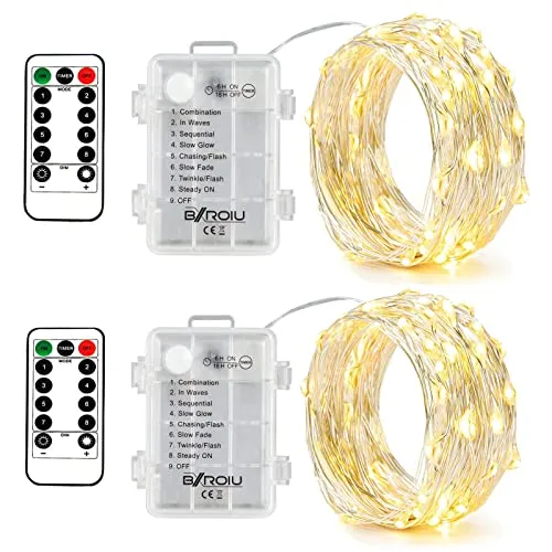 BXROIU 2 x 50 LEDs Silberdraht Micro LED Lichterkette
