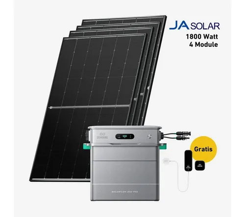 Balkonstrom Balkonkraftwerk 1800W + Speicher, Zendure Solarflow 800 Pro - Komplettset Balkonkraftwerk mit 1800 W bifazialen Solarmodulen und 1,92 kWh Zendure Solarflow 800 Pro Speicher. Ideal für nachhaltige Energieversorgung in jedem Wetter!