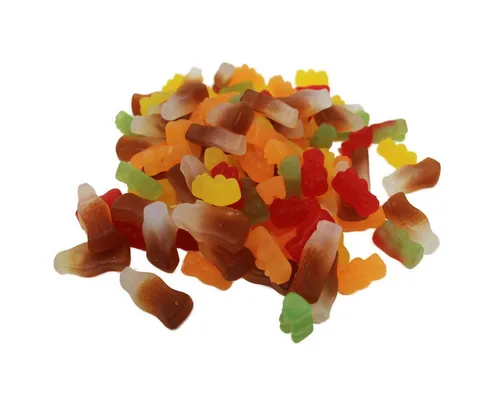 Fruchtgummi Bären & Co. Süßigkeit, Fruchtgummi Bären und Colaflaschen Mix zuckerfrei und vegan 175g