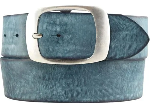 BELTINGER Gürtel aus weichem Vollrindleder Used-Look 5 cm mit Doppel-Schnalle | Jeans-Gürtel für Herren 50mm | Ledergürtel Vintage-Look | Marine 105cm