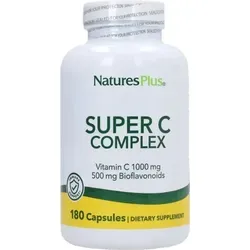 NaturesPlus Super C Complex - Vitamin-C-Komplex - Nahrungsergänzungsmittel mit 180 Kapseln für allgemeines Wohlbefinden, reich an Vitamin C und in neutralem Geschmack.
