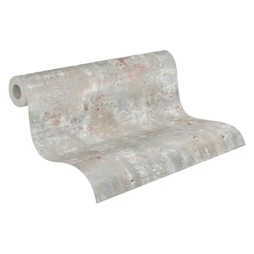 Livingwalls Tapete 396702 Industrial - hochwertige Tapete Beton in Grau mit Metalliceffekt in Bronze - Wandtapete Putzoptik auf 10,05m x 0,53m - Made in Germany