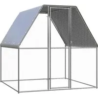 vidaXL Hühnerkäfig mit wasserfestem Dach - Kleintiergehege für draußen, geräumiger Hühnerstall aus verzinktem Stahl mit robustem, wasser- und UV-beständigem Dach für optimalen Wetterschutz.