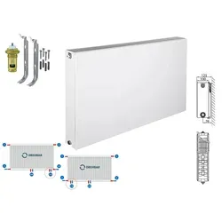 Planheizkörper Mittelanschluss Kompakt & Ventilheizkörper Typ 22 900x800 & Halte