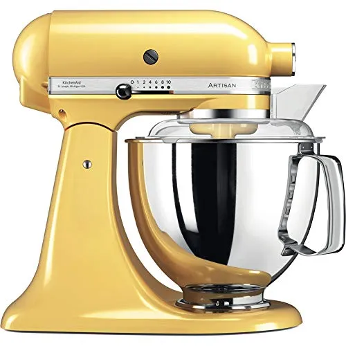 KitchenAid Artisan Küchenmaschine 4,8L 5KSM175 in Pastellgelb - Hochwertige Küchenmaschine im Retro-Design mit 4,8-Liter Edelstahlschüssel und 5 Rührwerkzeugen. Ideal für kreative Kochabenteuer und mit 5 Jahren Garantie!