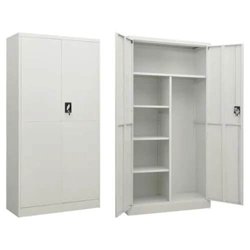 vidaXL Schließfachschrank Hellgrau 90x40x180cm - Aufbewahrungsschrank aus robustem Stahl, ideal für Umkleideräume mit 4 Einlegeböden und sicherem 3-Punkt-Verriegelungssystem.