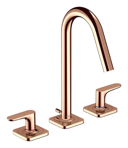 Axor Citterio M 3-Loch Waschtischarmatur 160 - Polished Red Gold - Elegante Waschtischarmatur mit Zugstangen-Ablaufgarnitur, vereint modernes Design mit hochwertiger Verarbeitung für Ihr Badezimmer.