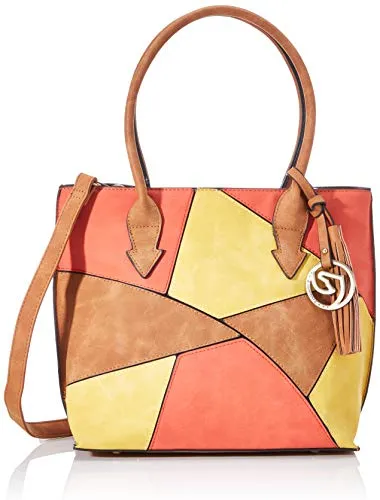 Remonte Damen Q0605 Handtasche, Mehrfarbig (Sonne/Nuss/Orange)