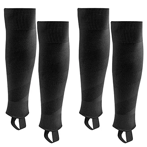 Produktbild Northdeer Kinder Herren Stutzen Fussballstutzen Stegstrümpfe Fussball Sleeve Fussballsocken 2 Paar (Schwarz M)