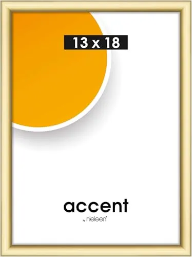 accent by nielsen Bilderrahmen, 13 x 18 cm, Kunststoff, Gold, Fotorahmen zum Auftstellen und Aufhängen im Hoch- & Querformat, Echtglas, Colorado Uni