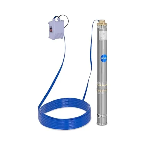 MSW Tiefbrunnenpumpe MSW-SPP43-075 - Effiziente Wasserpumpe mit 750 W Leistung, ideal für bis zu 4.800 l/h und maximale Fördertiefe von 88 m. Robustes Edelstahlgehäuse für Langlebigkeit und Korrosionsschutz.