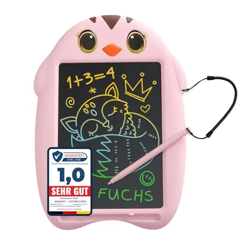 Magicat LCD Schreibtafel Kinder 8,5-Zoll I Ideal als Ostergeschenke Kinder 2026 mit 6 Malvorlagen I Kreativ & umweltfreundlich I Warentest Online Note 1,0 I Pink I Perfekt für Reisen und Zuhause