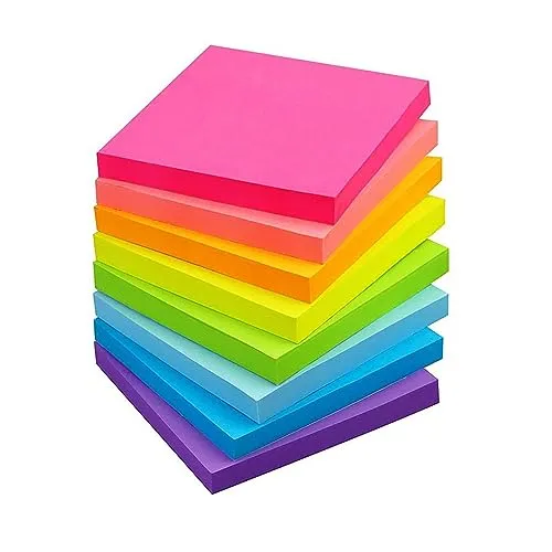 Haftnotizen 76x76 mm, 8 Blöcke x 82 Blatt, Super Sticky Klebezettel für To-do-Listen, Memos & Einkaufszettel – 8 Farben in Neon & Pastell, Glattes Papier, Schnell trocknend & Nicht verschmierend