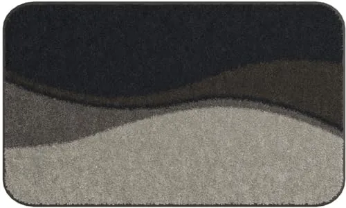 Grund Badematte Braun, 60x90 cm - Rechteckige Badematte aus hochwertigem Textil mit Wellen-Design. Hergestellt in Europa und Oeko-Tex® Standard 100 zertifiziert - für ein sicheres und stilvolles Badezimmer.