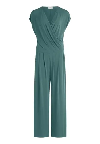 Vera Mont Damen Jumpsuit 7/8 Länge - Bright Jungle - Moderner 7/8 Jumpsuit von Vera Mont mit femininem V-Ausschnitt und ärmellosem Design. Die figurumspielende Passform und praktischen Eingrifftaschen machen ihn ideal für lässige Sommerlooks.