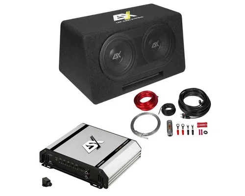 ESX DBP208Q 800 Watt Bass Set - Car-HiFi-Endstufen mit kraftvollem Subwoofer und Verstärker für satten Bass, ideal für ein beeindruckendes Klangerlebnis im Auto.