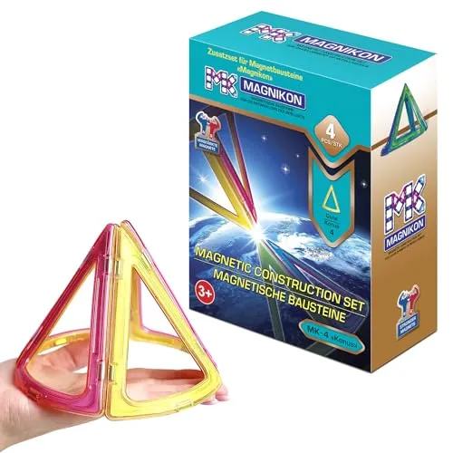 MAGNIKON Magnetische Bausteine Ersatzset - Kinderspielzeug ab 3 Jahre, Magnetbausteine, Magnetspiel Kinder, Geschenk für Mädchen und Jungen, Magische Magnetspiel, Building Tiles (Konusse 4 STK)