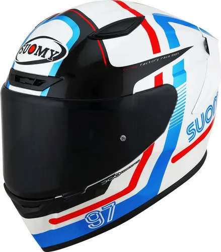 Suomy Track-1 Ninety Seven 2023 Helm, weiß/rot/blau, M (57/58) - Motorradhelm aus TRICARBOCO-Verbundstoff, windkanaloptimiert für beste Leistung und Komfort bei Straßen- und Rennsport.