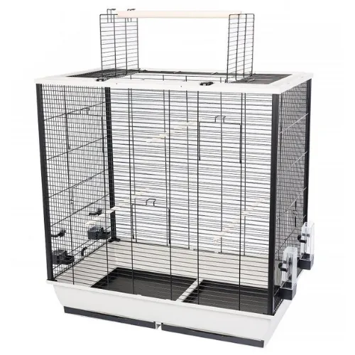 INTERZOO Vogelkäfig für Sittiche - warm grau 81,5 cm mit Zubehör - Wellensittiche & Kanarienvögel, großzügiger Platz für Ihre Vögel und umfassendes Zubehör inklusive.