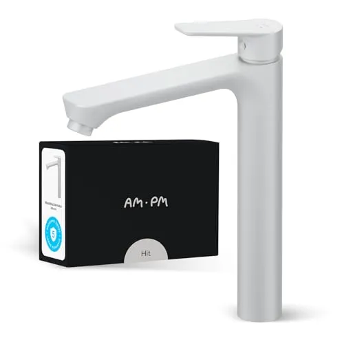 AM.PM Hit Waschtischarmatur mit Einhebelmischer - Touch-On-Wasserhähne für Badezimmerwaschbecken – mit SoftMotion Keramikkartusche für präzise Temperaturkontrolle und langlebigem, kratzfestem Design in Weiß matt.