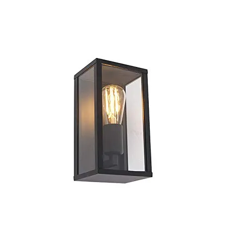 Qazqa Charlois Außen Wandleuchte schwarz 26 cm - Industrie-Vintage Wandleuchte aus Aluminium, IP44 zertifiziert für wetterfeste Außenbeleuchtung, dimmbar und ideal für stilvolle Akzente im Außenbereich.
