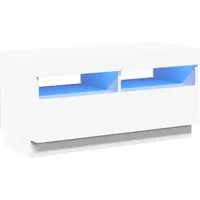 vidaXL TV-Schrank mit LED-Leuchten Weiß 80x35x40 cm - TV-Halterung mit stylischer RGB-LED-Beleuchtung, ideal für ein modernes Ambiente und ausreichend Stauraum für Ihre Mediengeräte.