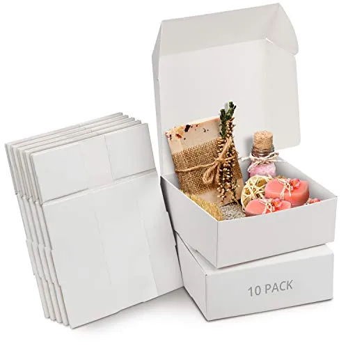 Kurtzy 10 Stk Karton Geschenkboxen Weiß – Schachteln 12 x 12 x 5cm Pappschachteln mit Deckel – Kraftpapier Geschenk Box zum Selber Aufbauen für Geschenke, Hochzeit, Party, Weihnachten