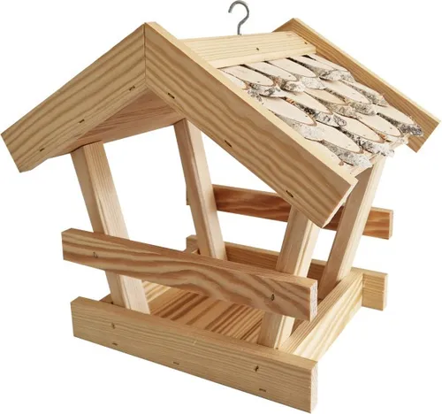 Vogelhaus mit Birkenschindeln L 26 x B 23 x H 25 cm  Vogelhaus