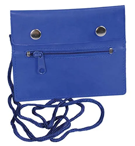 LEAS Brustbeutel Echt-Leder, blau Travel-Line