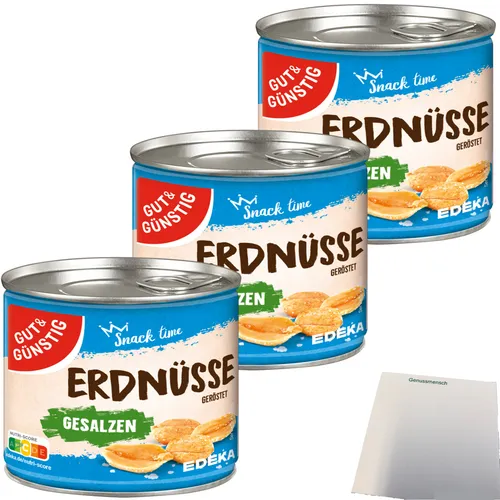 Gut&Günstig Erdnüsse geröstet und gesalzen 3er Pack 3x200g Packung usy Block