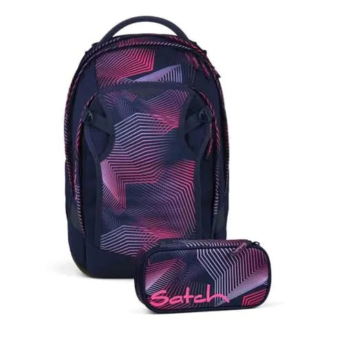 Satch Match Plus Schulrucksack Set 2tlg. inkl. Schlamperbox (Seismic Pink)