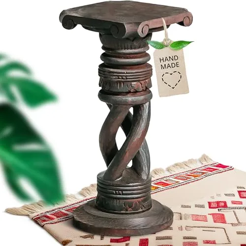 livasia Dekosäule Balinesische Säule aus Holz - Blumenhocker, handgefertigt und nachhaltig, ideal für asiatisches Wohnen mit individueller Note.