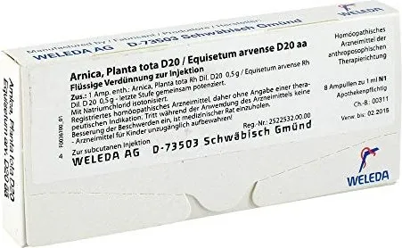 Arnica Planta tota D 20 & Equisetum arv. D 20 Ampullen 8X1 ml - Arzneimittel zur Unterstützung bei Verletzungen und Beschwerden, ideal für die natürliche Heilung.