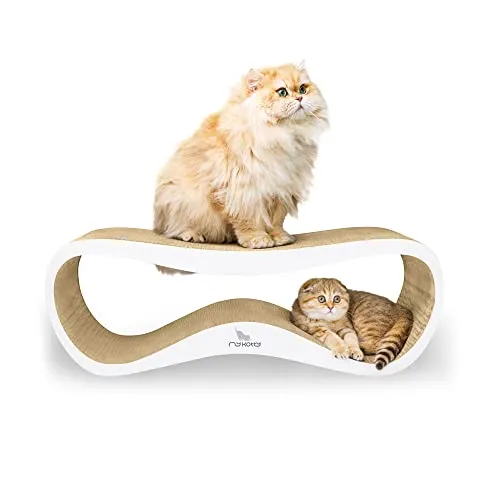 myKotty LUI Design Kratzbank – für Katzen, 75x25x26 cm, Weiß - Kratzpads für Katzen – Schützt Ihre Möbel und erfüllt die natürlichen Kratzbedürfnisse Ihrer Katze. Ergonomisches Design mit gemütlichem Innenraum für Spiel und Entspannung.