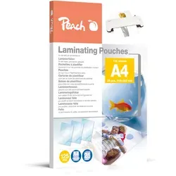Peach Laminierfolie A4 | 125 mic | 25 St. | glänzend | Premiumqualität für beste Laminierergebnisse | geeignet für alle Laminiergeräte | PPR525-02