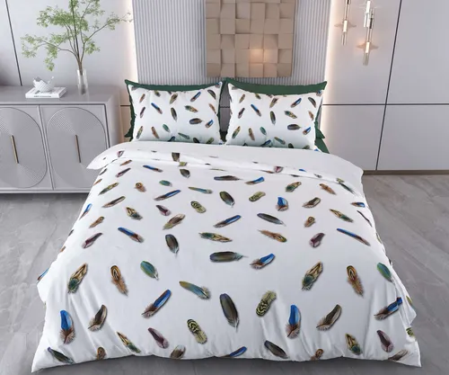 Einzelbettbezug Set 70% Baumwolle / 30% Polyester - Hochwertiges Bettwäsche-Set in den Farben Weiß, Dunkelblau und Braun. Ideal für einen gemütlichen Schlafbereich. Maschinenwaschbar bei 30 °C für einfache Pflege.