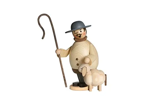 Kuhnert Drechslerei Rauchmann - Räucherfigur Max als Schäfer, 16cm - Nussknacker, traditionelles Räuchermännchen in modernem Design, geeignet für Räucherkerzen der Größe M, Made in Germany - echte Kunst aus dem Erzgebirge.