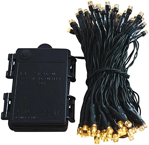 Led Lichterkette Batterie 24 48 96 mit Timer grünes Kabel für innen und außen (96er)