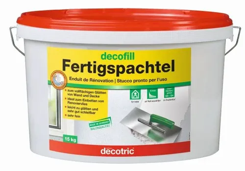 Decotric Decofill Fertigspachtel 15 kg - Mörtel, Putz, Zement & Gips - Hochwertiger Fertigspachtel für schnelle und einfache Verarbeitung, ideal für glatte Oberflächen und Renovierungsprojekte.