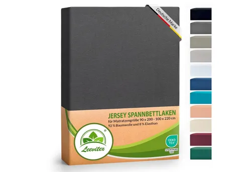 leevitex® Luxus Elasthan Jersey Spannbettlaken in grau von Leevitex