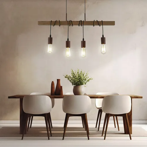 Retro Decken Pendelleuchte Holz Balken