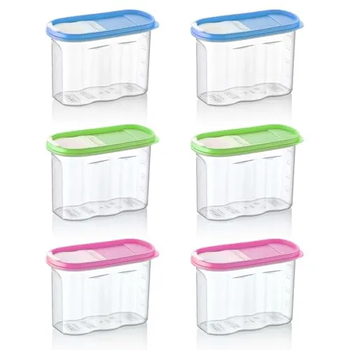 HAC24 6er Set Schüttdosen 1,2 Liter - Vorratsbehälter für mehr Ordnung - Vorratsdosen-Set mit 6 praktischen Aufbewahrungsboxen, spülmaschinengeeignet und lebensmittelecht. Ideal für Küche und Vorratslagerung.