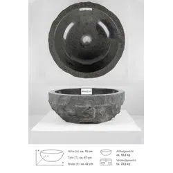 wohnfreuden Aufsatzwaschbecken Erosi Andesit Waschbecken 40 cm anthrazit (Kein Set), 125875_MBaS3.147 grau 125875_MBaS3.147 | 41 cm x 16 cm x 41 cm